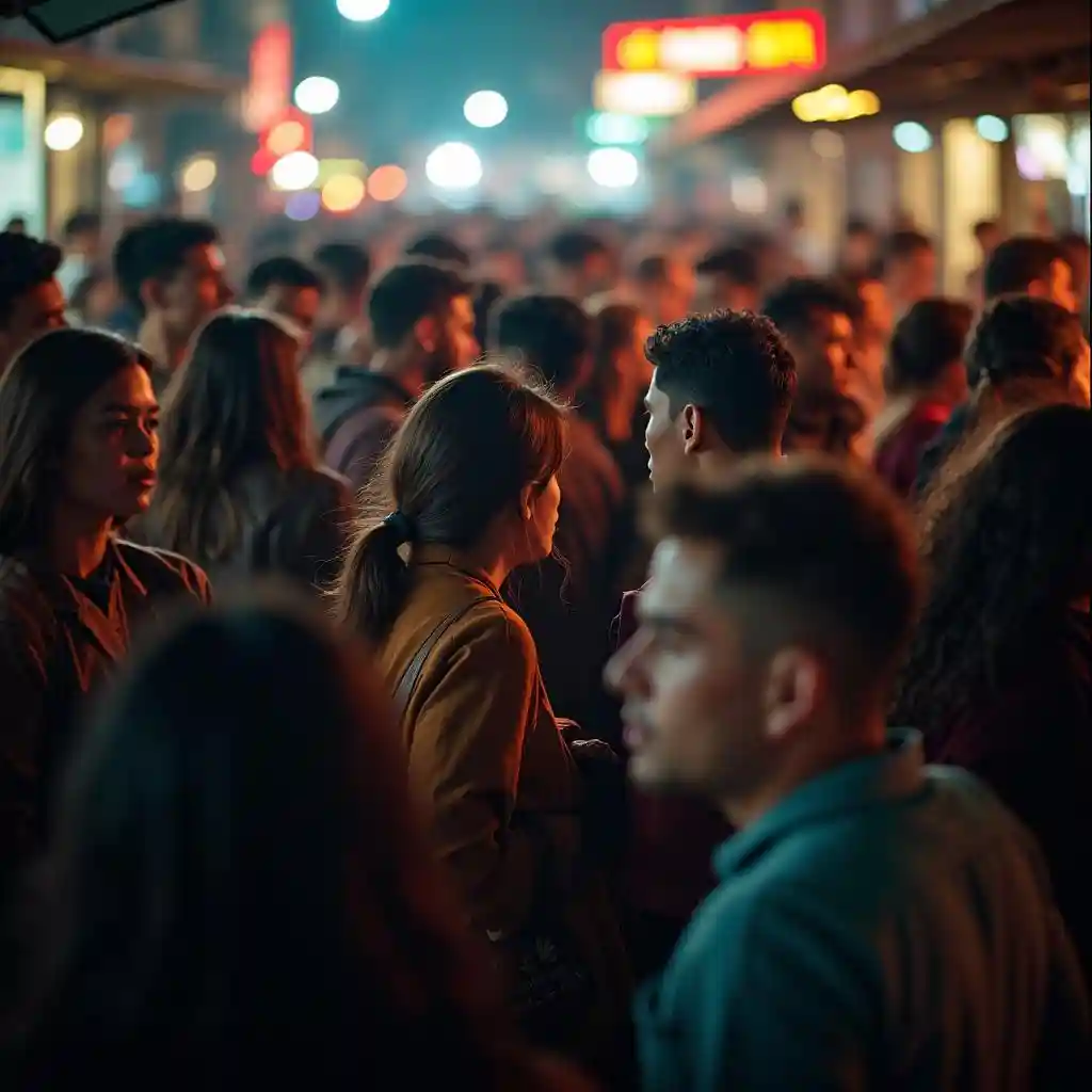 Dynamic shot of a group of different people in a crowded street. Dynamic shot of a group of different people in a crowded street.